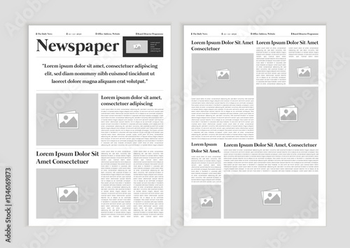 Newspaper layout template. News column articles newsprint magazine design. Brochure newspaper sheets. Editorial journal vector template design