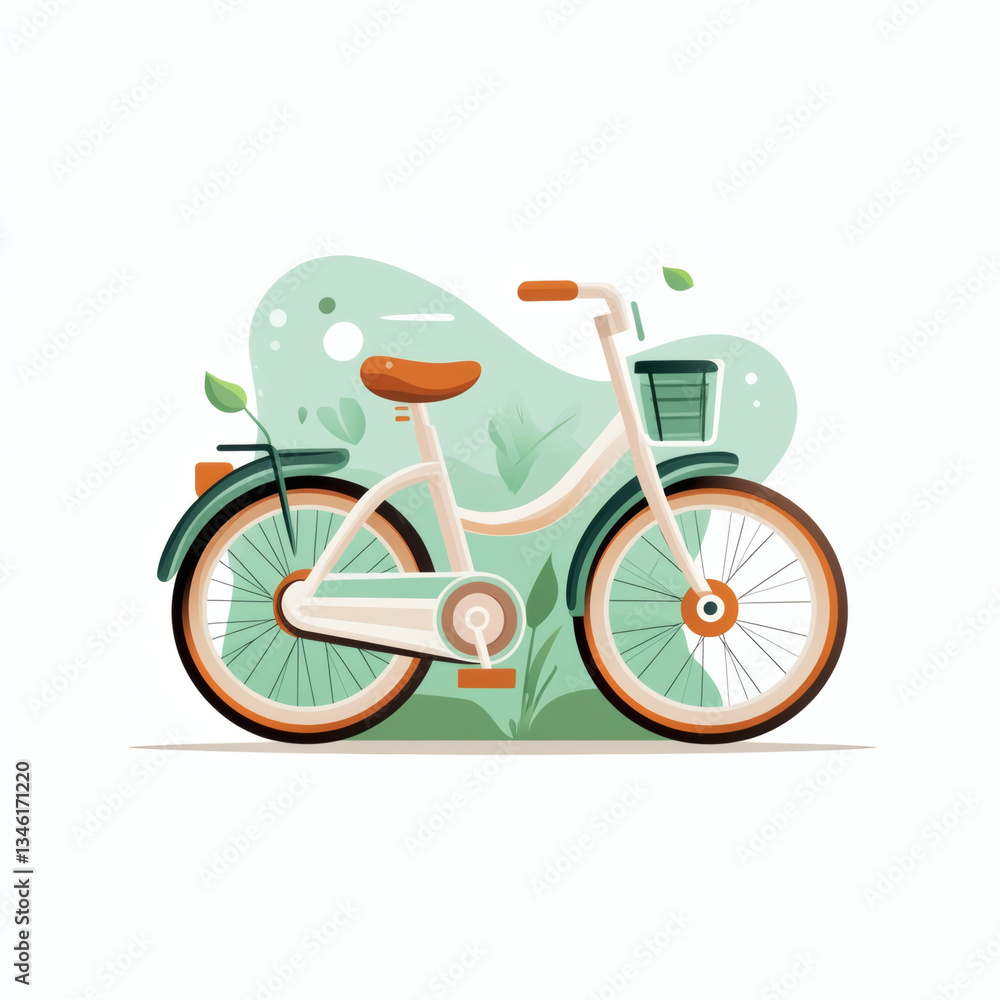 Minimalistic bicycle design in green nature background Minimalistic bicycle design in green nature background