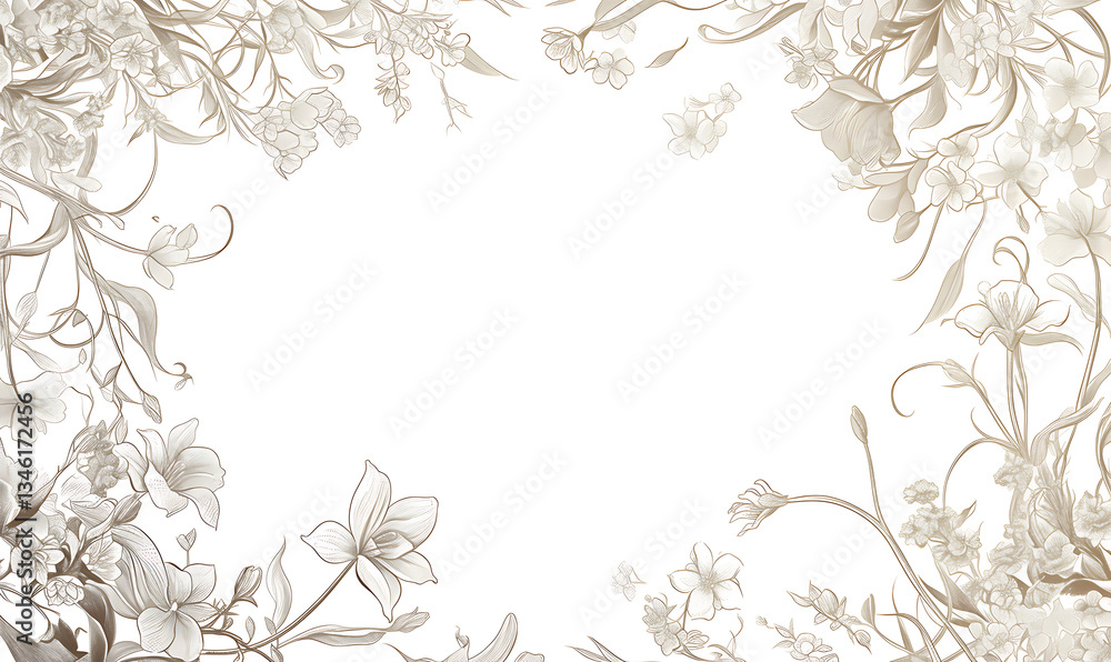 Fototapeta premium Creative 2D Doodle Floral Illustrations on White Background