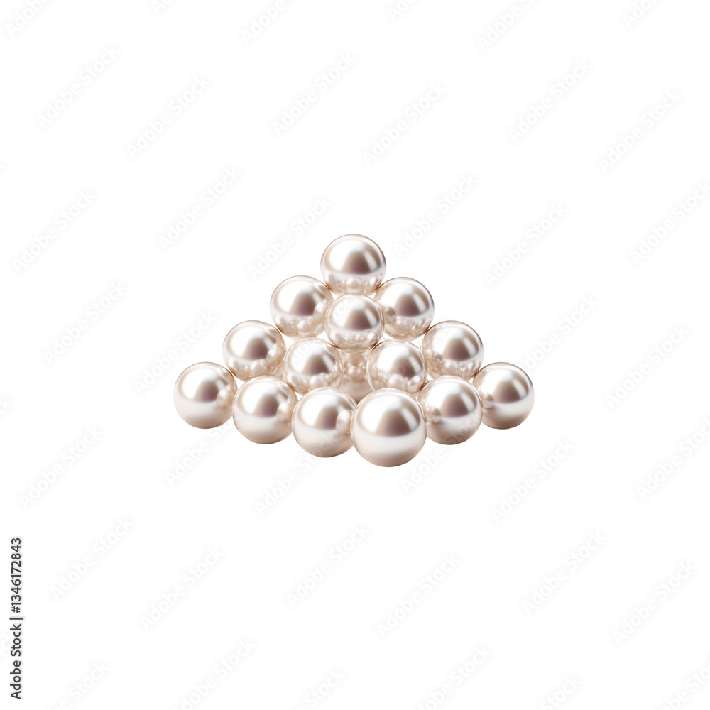 Realistic white pearls of various sizes on a white background Realistic white pearls of various sizes on a white background