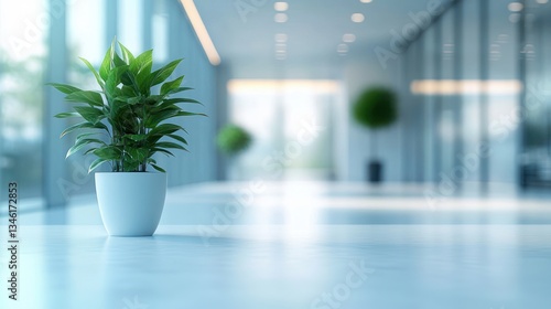 Wallpaper Mural Modern office interior with potted green plant on white desk and natural light Torontodigital.ca