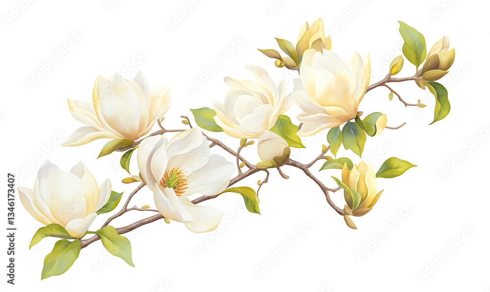 Fototapeta premium Creative 2D Doodle Floral Illustrations on White Background