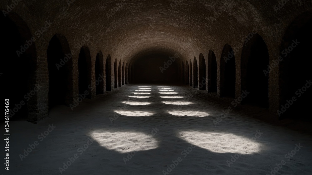 Obraz premium Ancient, sunlit tunnel, shadows