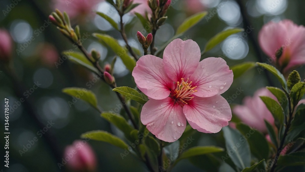 Close-up of a pink flower on a tree Close-up of a pink flower on a tree