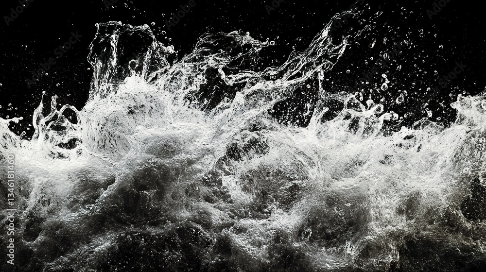 Obraz premium Water Splashing on Dark Background