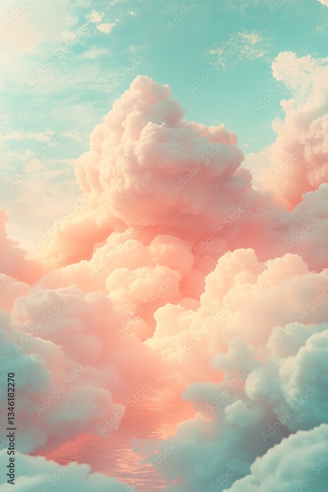 Soft surreal clouds of pastel blue and orange, dreamlike atmosphere with a touch of fantasy, perfect for your wallpaper.