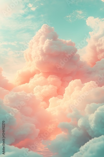 Soft surreal clouds of pastel blue and orange, dreamlike atmosphere with a touch of fantasy, perfect for your wallpaper.