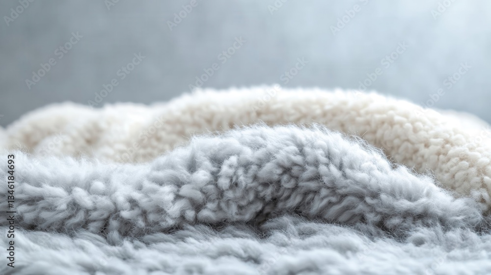 Close-up of soft fleece textures in gray and ivory Close-up of soft fleece textures in gray and ivory