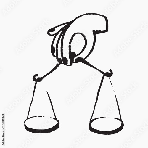 Balance scale, legal doodle, illustration vector