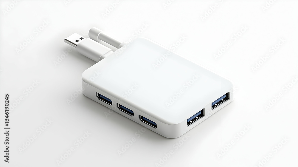 White Rectangular Usb Hub With Multiple Ports White Rectangular Usb Hub With Multiple Ports
