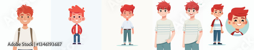 red haired boy character vector