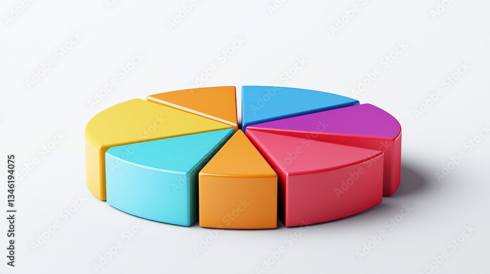 Obraz premium Strategic planning goals evaluation concept. Colorful pie chart segments on a light background.