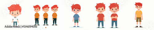 red haired boy character vector