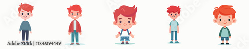 red haired boy character vector