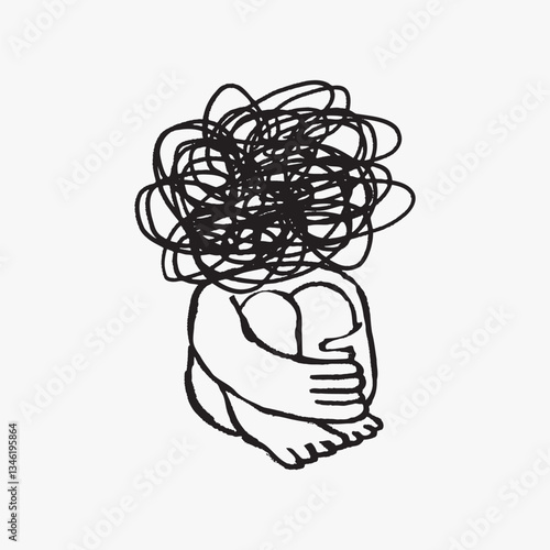 Mental disorder doodle illustration vector