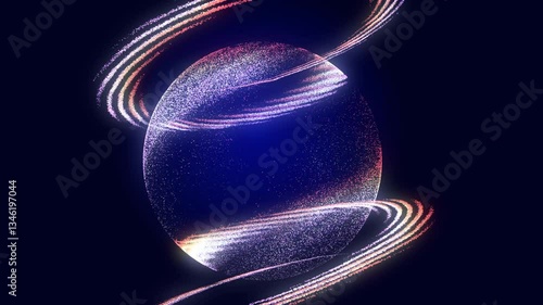 Abstract twisted, cosmic wormhole. Technology background. Data network. 3D rendering. Seamless loop.