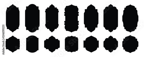Set of Islamic vector shape of a window or door arch. Arab frame set. Ramadan kareem silhouette icon. shape template vector