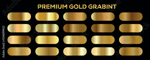 Unique gold gradients collection vector. Golden gradients set of metallic festive gold vector colors. For banners, tags, fonts, invitation card design