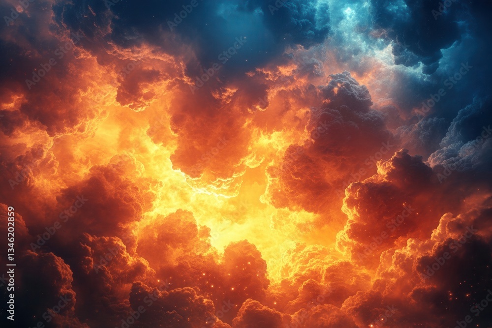 Vibrant clouds with light and fire effects. Vibrant clouds with light and fire effects.