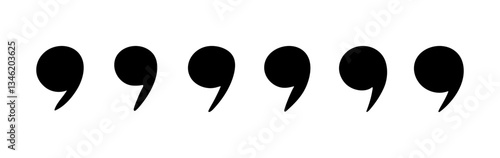 Doodle quotation mark set. Hand drawn comma for speech bubble. Vector comic apostrophe icon for conversation. Sketch scribble sign. Punctuation symbol on white background