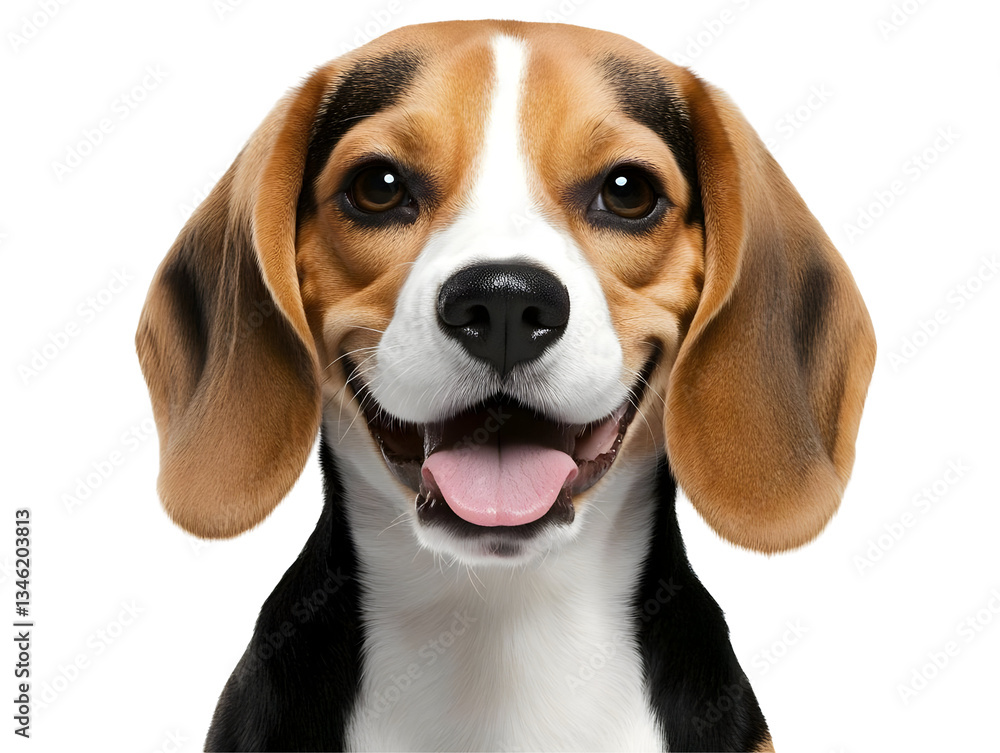 Realistic Photo of a Happy Beagle Dog Pet Portrait on Transparent Background Featuring Cute Friendly Canine with Brown Eyes Open Mouth and Tongue Smiling Realistic Photo of a Happy Beagle Dog Pet Portrait on Transparent Background Featuring Cute Friendly Canine with Brown Eyes Open Mouth and Tongue Smiling