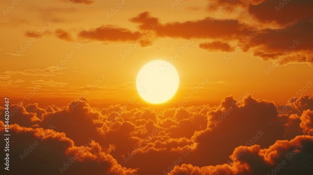 Obraz premium Golden Sunset Above the Clouds: A Breathtaking Aerial View