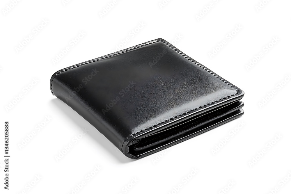 Closed black leather wallet isolated on white. Closed black leather wallet isolated on white.