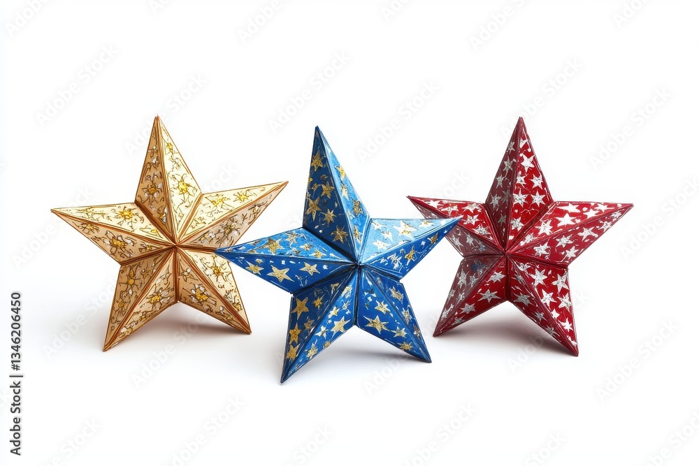 Obraz premium 3D Star and Crescent Wreath Isolated and White Background