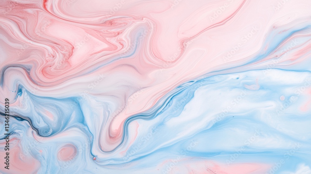 Swirling patterns of soft pink and blue blend harmoniously, creating a calming and serene atmosphere ideal for modern decor Swirling patterns of soft pink and blue blend harmoniously, creating a calming and serene atmosphere ideal for modern decor