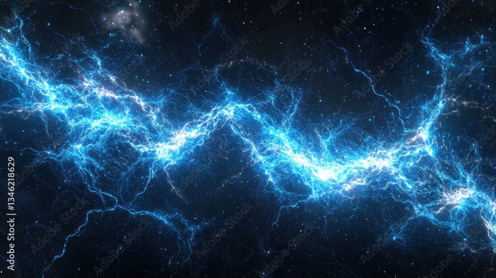 Abstract Blue Electric Lightning Bolts in Space Abstract Blue Electric Lightning Bolts in Space