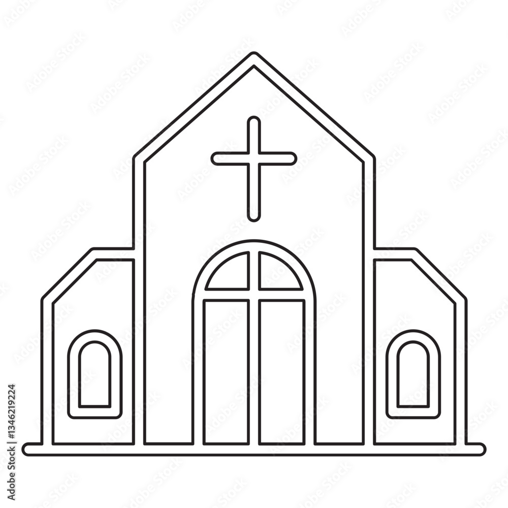 Church icon in line style Church icon in line style