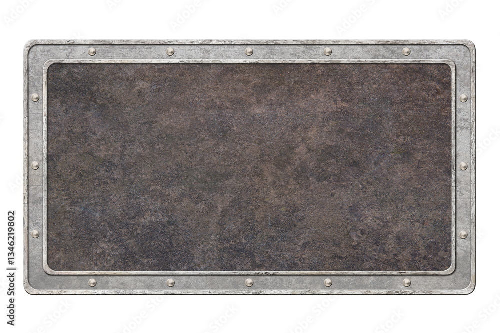 Fototapeta premium metal signboard with brown texture isolated on white