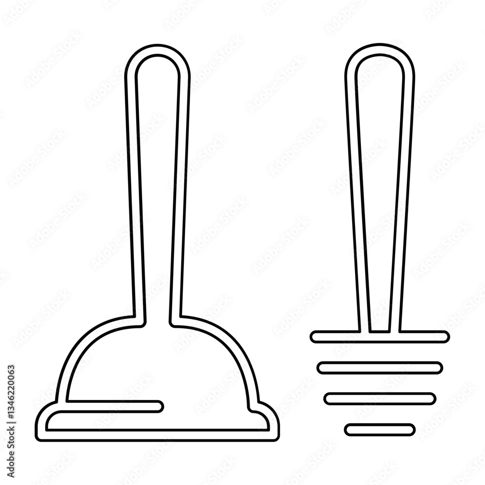 Toilet tools icon in line style Toilet tools icon in line style