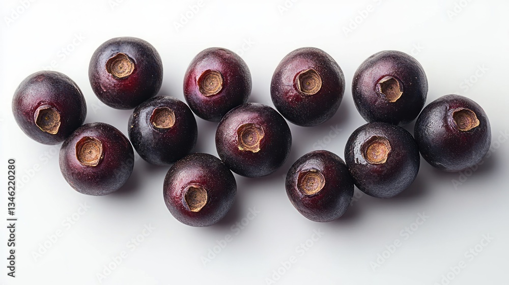 Hyper-Realistic Dark Berries on White Background Close-Up Photography Hyper-Realistic Dark Berries on White Background Close-Up Photography