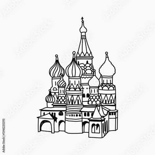 St Basil’s Cathedral Russia hand drawn illustration vector