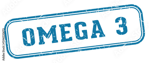 omega 3 stamp. omega 3 rectangular stamp on white background
