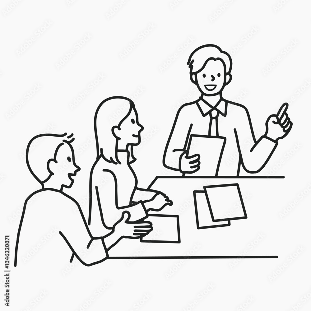 Business meeting teamwork line art collage element vector Business meeting teamwork line art collage element vector