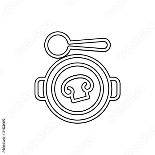 Mushroom soup icon in line style