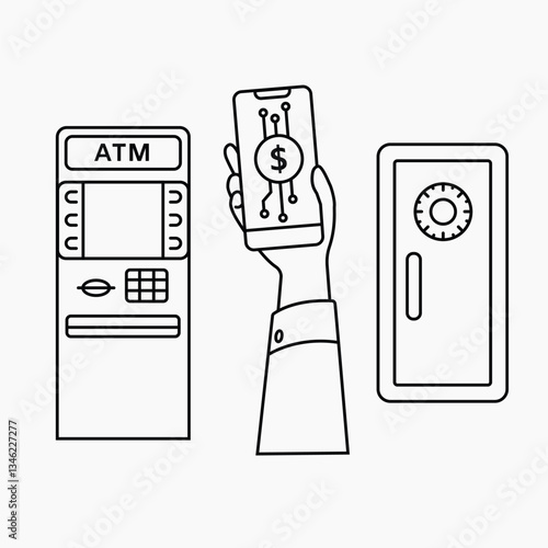 Financial technology line art vector