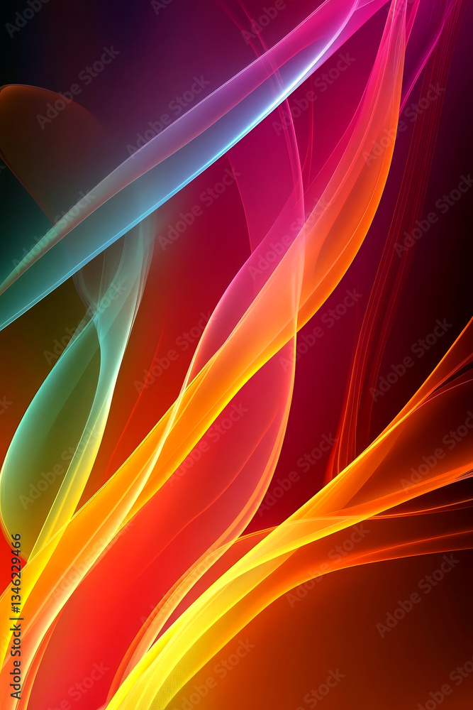 Fototapeta premium Abstract colorful illustration of waves and curves.