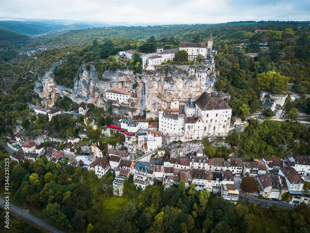 Fototapeta premium Rocamadour medieval village in France aerial view