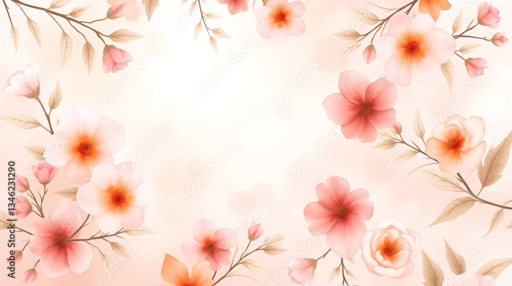 Watercolor sakura cherry blossom spring background with space for text Watercolor sakura cherry blossom spring background with space for text