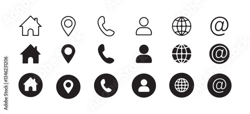Contact us icon vector isolated on white background.business cards Icon set.  home phone location address web icon set. vector illustration eps 10.