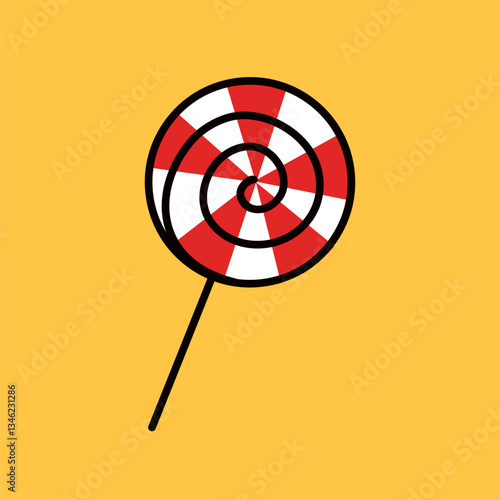 Lollipop, food line art collage element vector