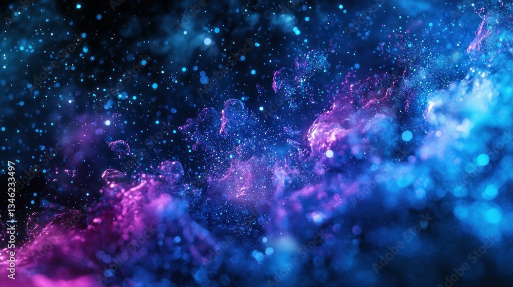 Obraz premium Cosmic Nebula: A Symphony of Blue and Purple Hues
