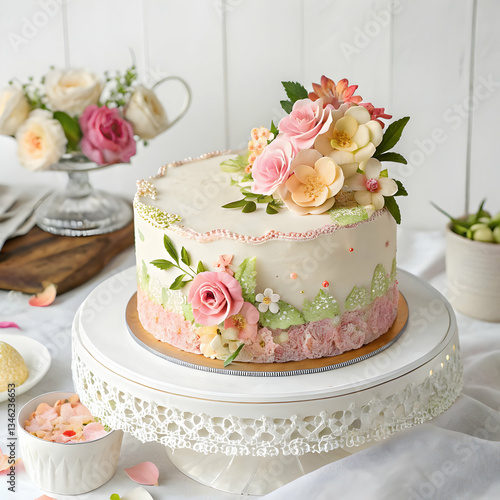 Wallpaper Mural High angle view of cake in plate on table Torontodigital.ca