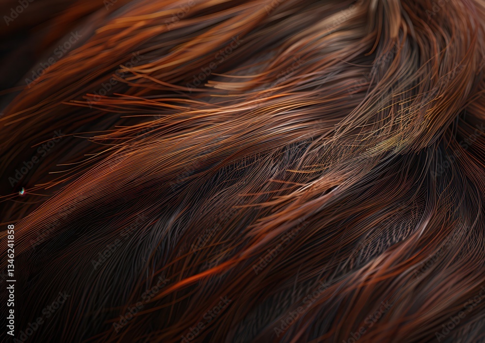 Naklejka premium Close-up of flowing brown and auburn hair.