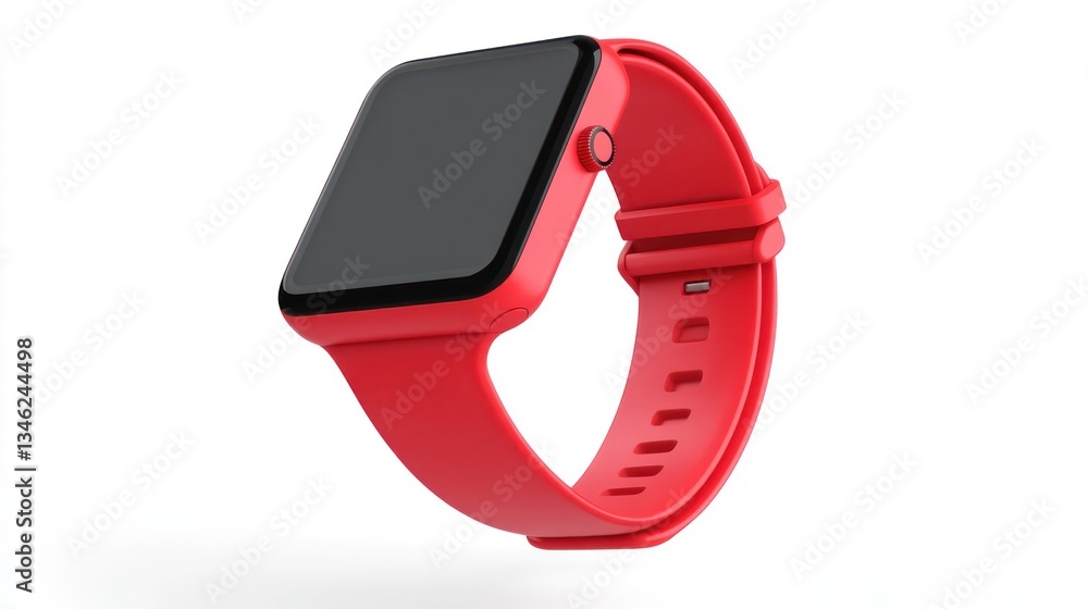 Red Smartwatch with blank screen isolated on white. Red Smartwatch with blank screen isolated on white.