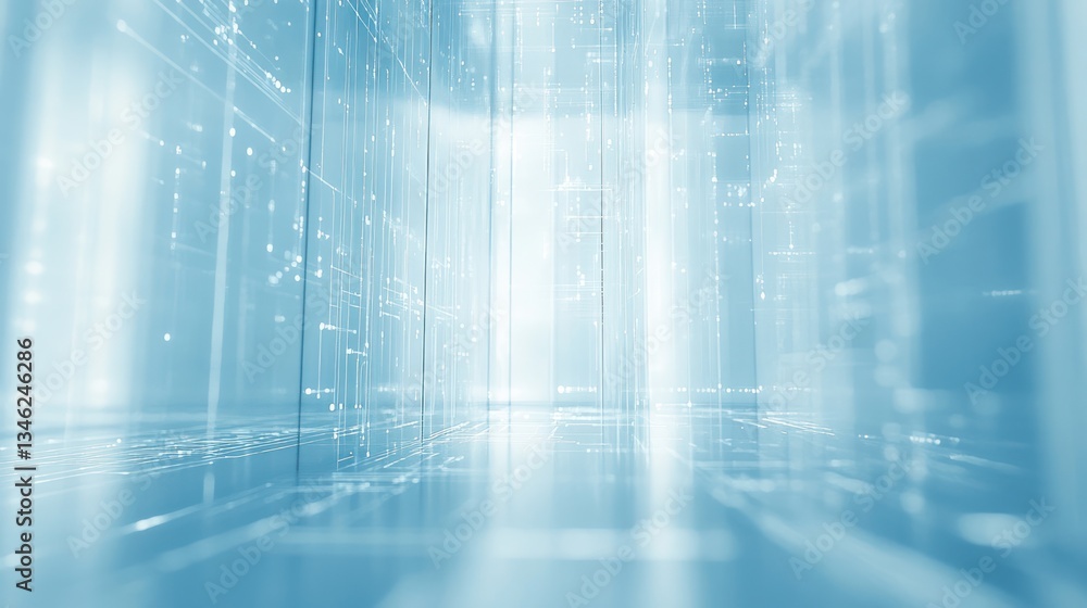 Fototapeta premium Abstract digital corridor; futuristic light; technology