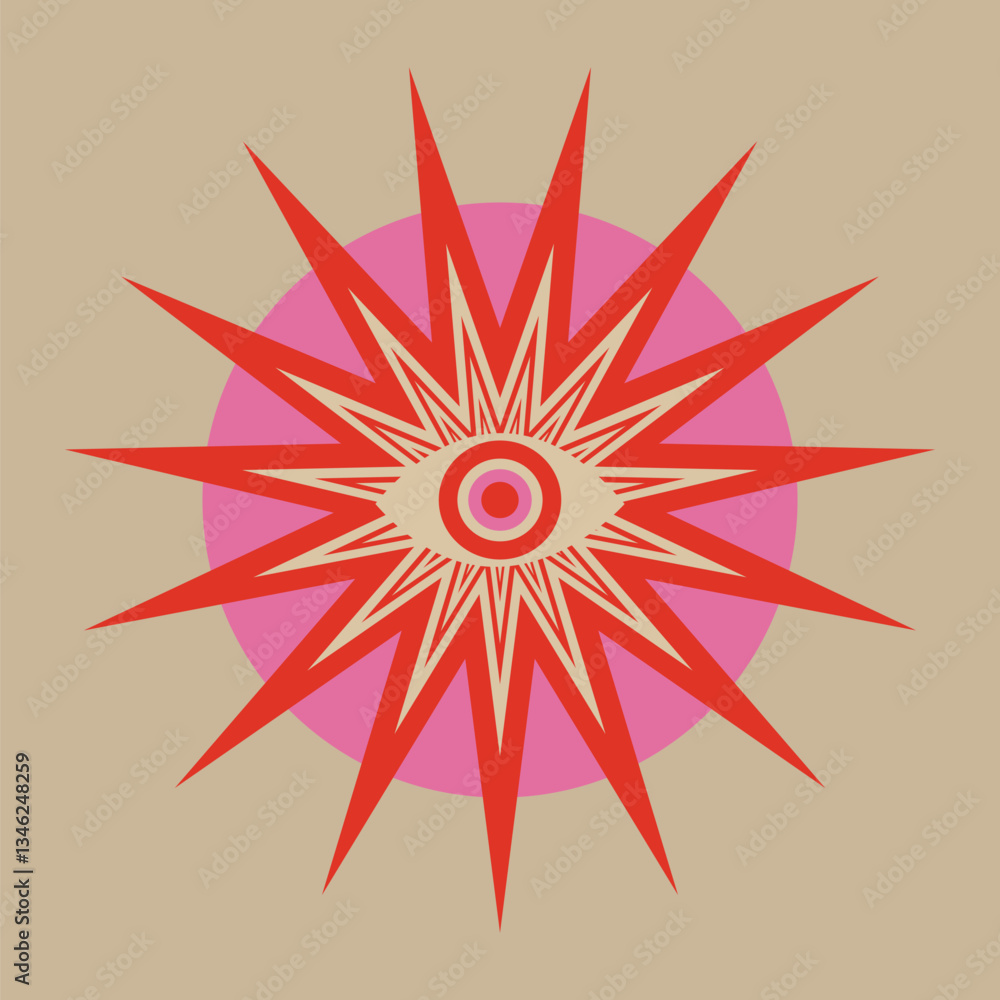 Psychedelic illusion star eye design element vector Psychedelic illusion star eye design element vector
